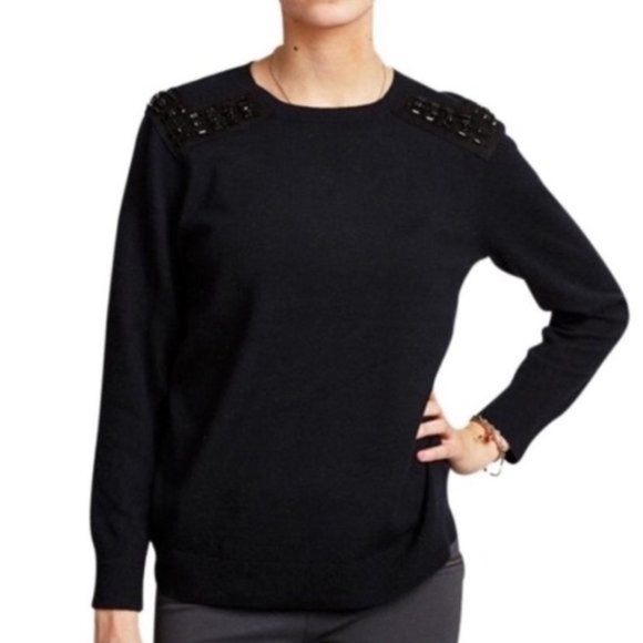 J. Crew Sweaters - J. Crew Jeweled Shoulder Cashmere Blend Sweater-M